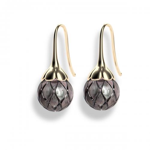 NFC Jewelry by Galatea: Momento Hand-carved Tahitian Pearl Earrings with NFC