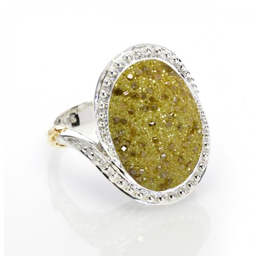 Galaxia Ring With Lab-Grown Yellow Diamond Druzy
