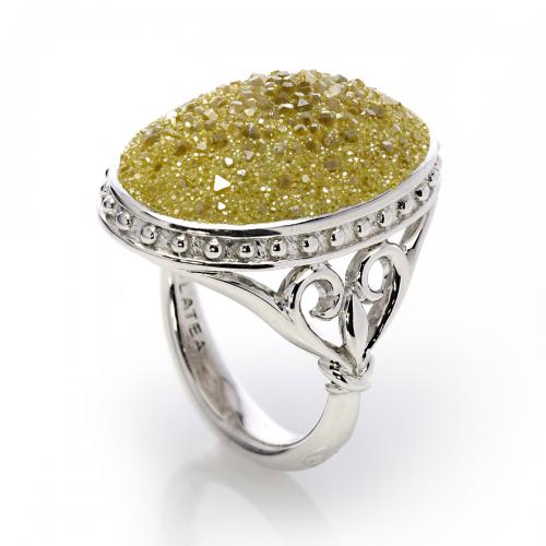 Galaxia Ring With Lab-Grown Yellow Diamond Druzy